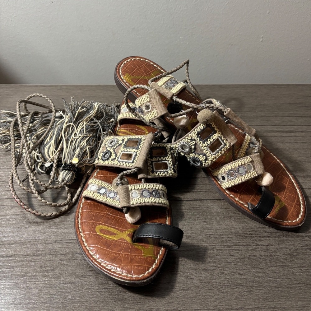 Sam Edelman Gretchen Boho Gladiator Ankle Wrap Sandals‎ Size 8.5